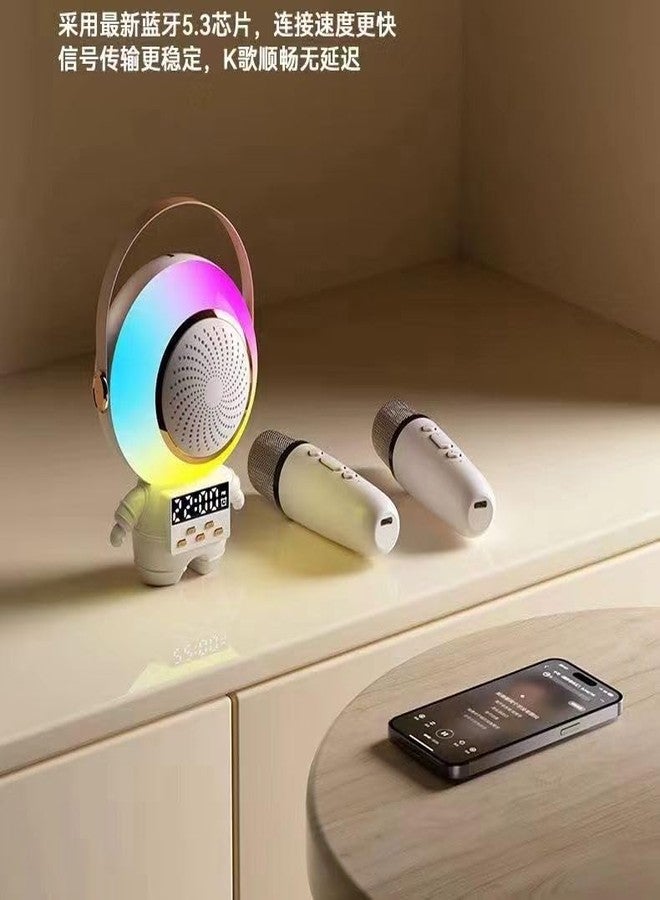 Fruhrer جهاز كاريوكي للأطفال مزود بمكبر صوت وميكروفون بلوتوث وإضاءة ديناميكية، مناسب للاستخدام المنزلي والخارجي والسفر، مزود بمنفذ شحن من النوع C (متعدد الألوان). - Image 4